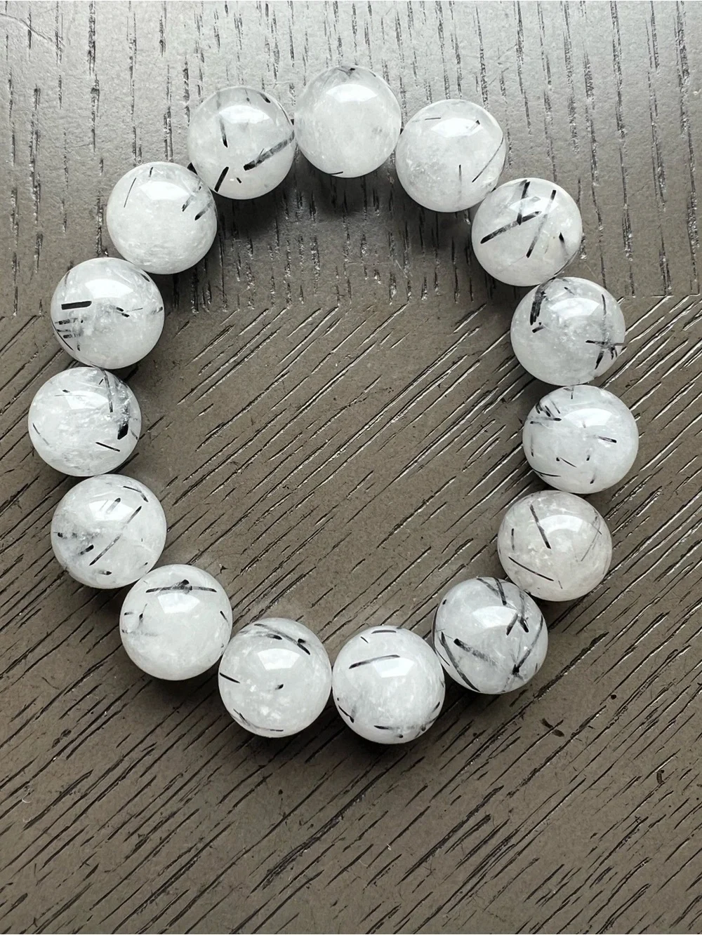 Rutilated tourmaline quartz bracelet 15mm SIZE 7.25’
